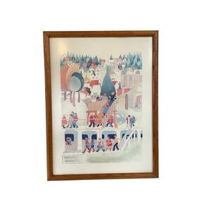 Rie Munoz 1977 Framed Art Print Alaska Federal Savings Collection Village Scene